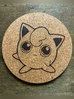 Pokemon Jigglypuff Laser Engraved Cork Coaster